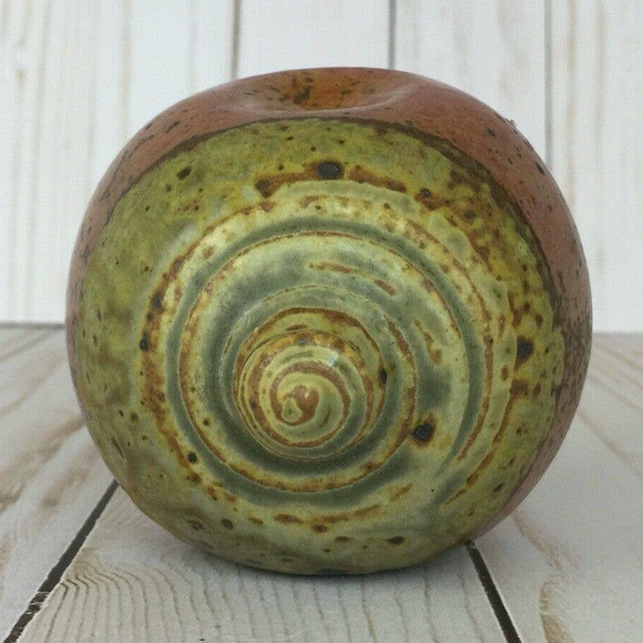 Studio Art Pottery Jar Lid Only Brown & Green Earthtones Country Style Signed - Picture 7 of 9